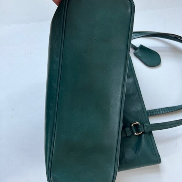 Coach Hunter Green Signature Leather Peyton Zip-Top Tote - Picture 11 of 14